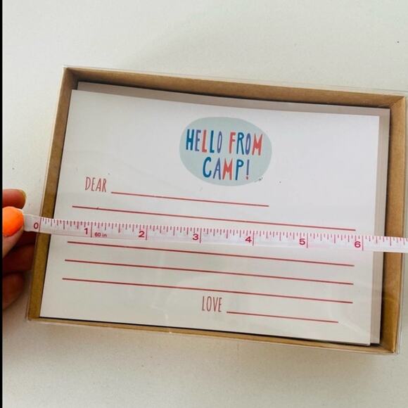 NEW ANTHROPOLOGIE White Red Blue Illustrated Camp Retro Card Notecards s/6 - Picture 3 of 3